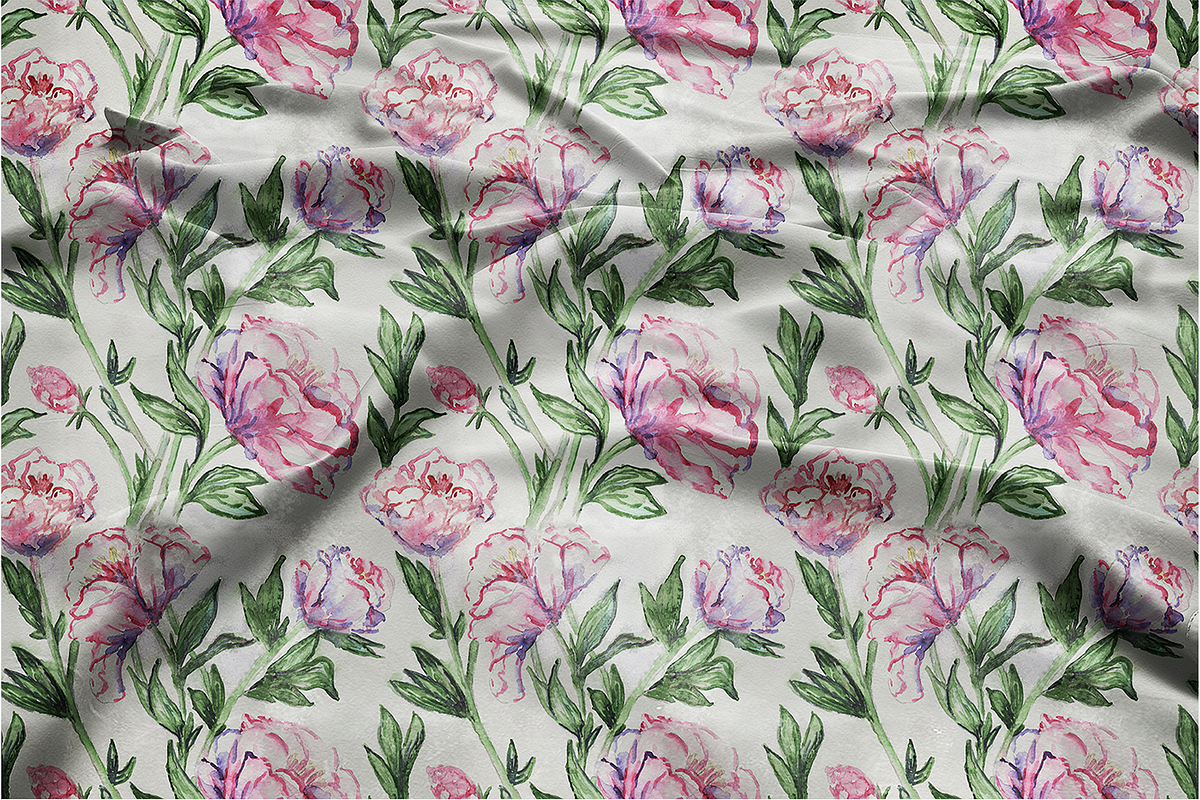 Pink floral seamless watercolor #1, a Pattern Graphic by PatternsBlooming