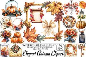Watercolor Elegant Autumn Clipart, an Illustration by DreamPrint404