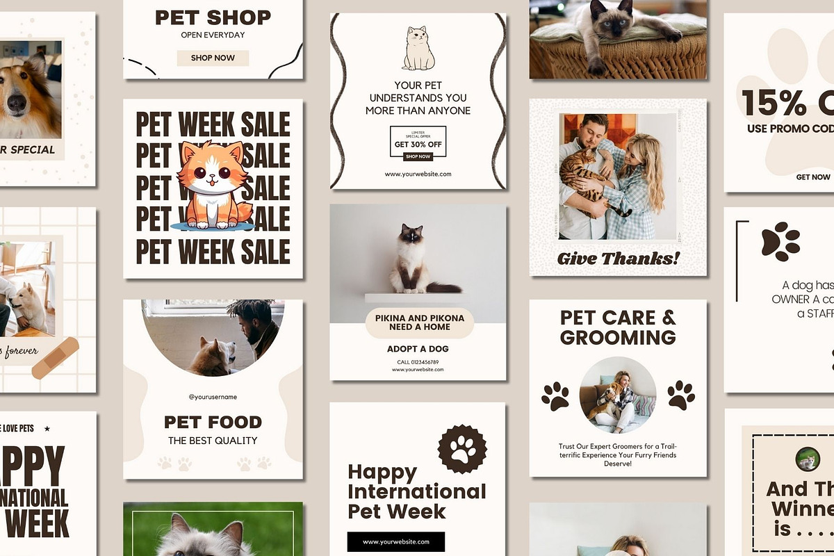 Pet Shop Social Media Post Templates, a Social Media Template by BoontenStudio (Photo 3 of 7)