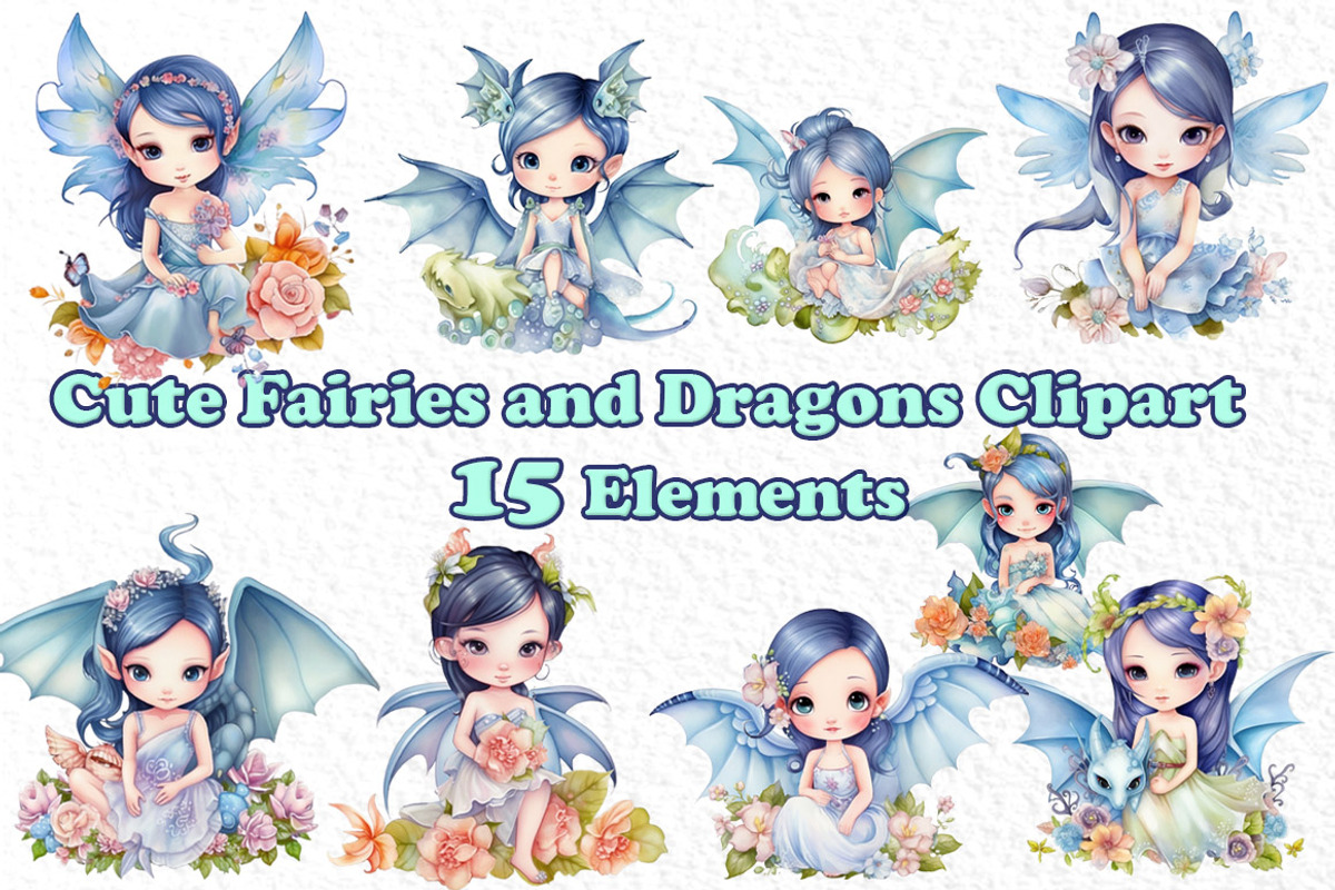 Cute Little Fairy Clipart,Fairies, an Illustration by vivastarkids (Photo 1 of 4)
