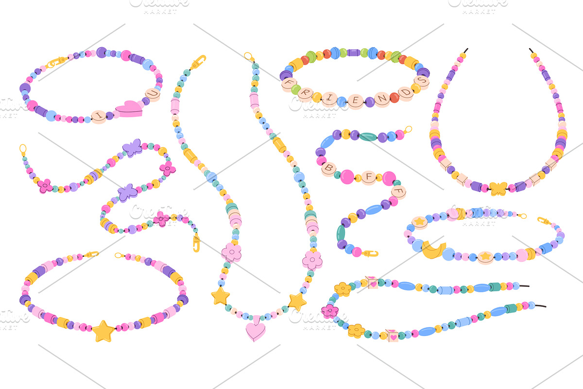 Beaded friendship bracelets and, an Object Illustration by winwin.art