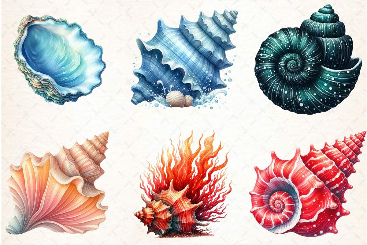Ocean Sea Shell Sublimation Clipart, an Illustration by Libby Wishes (Photo 4 of 7)