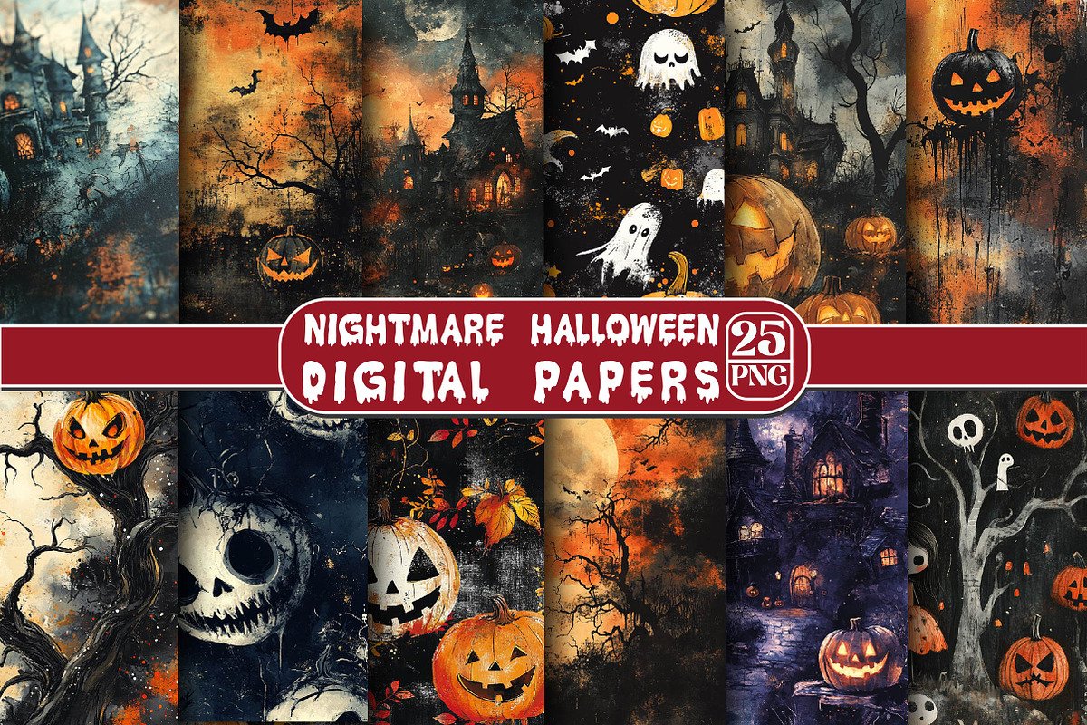 Nightmare Halloween Digital Paper, an Illustration by DreamPrint404 (Photo 1 of 4)