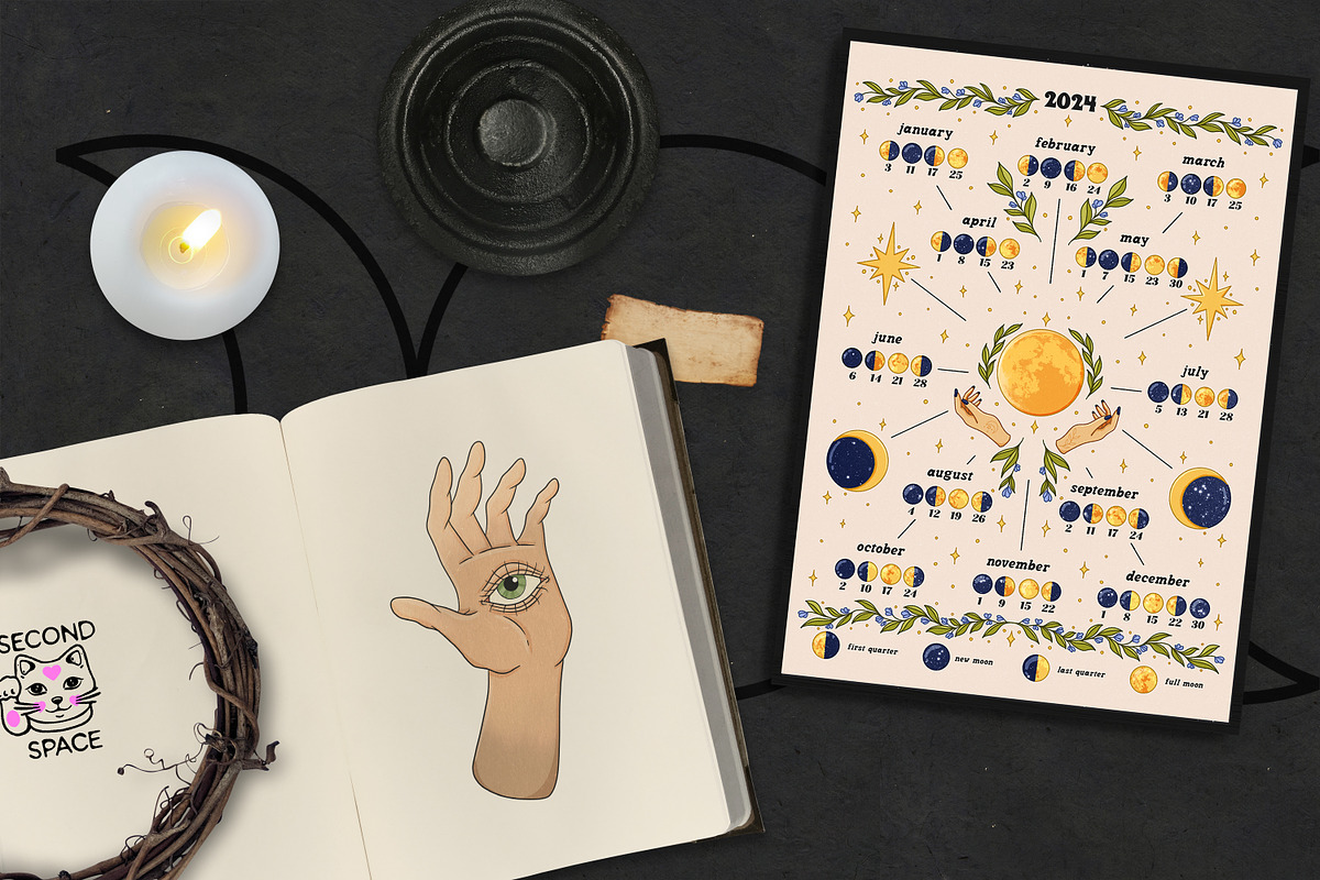 2024 Lunar Calendar Printable, a Graphic by SecondOfJuly (Photo 3 of 3)