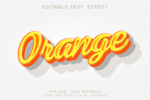 Editable Text Effect Orange 3d