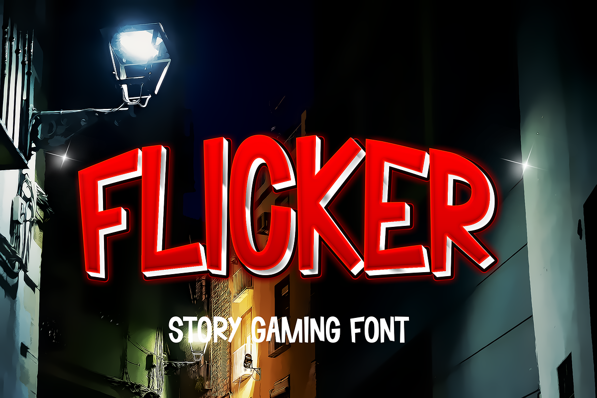 Flicker - Story Gaming Font, a Sans Serif Font by Modestype Studio (Photo 11 of 11)
