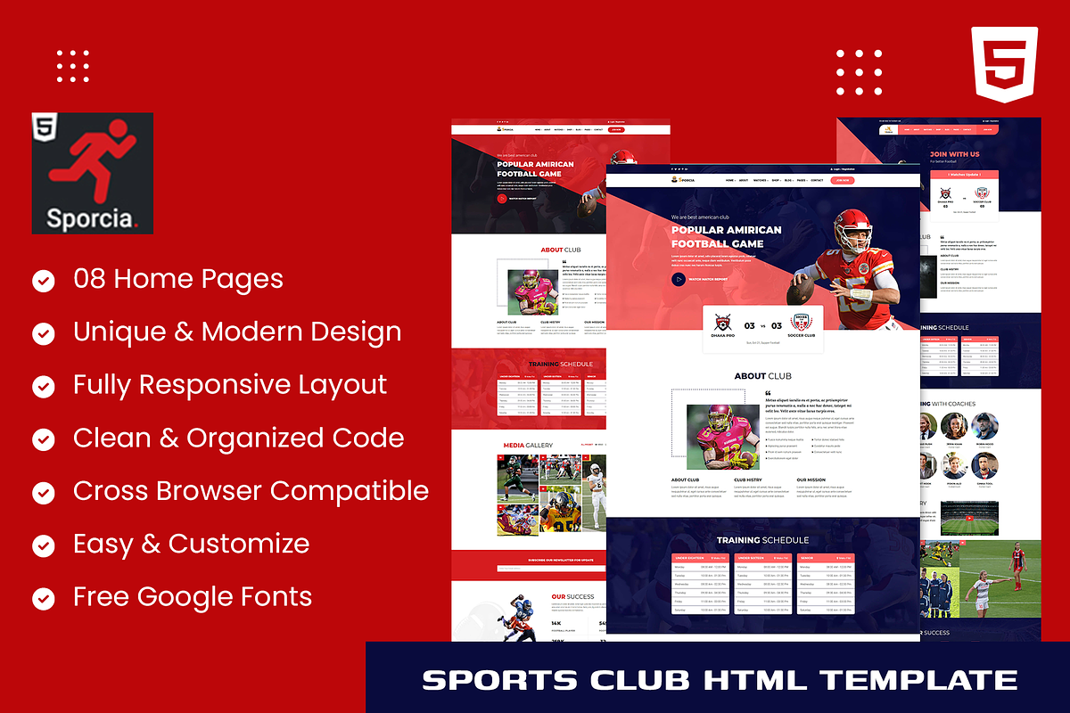 Sporcia-Sports Club HTML Template, a HTML Template by THESOFTKING (Photo 1 of 3)