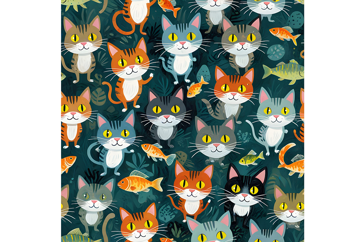 Bright Eyed Cats and Fishy Friends, an Animal Illustration by Sharon Schwalbe (Photo 6 of 6)