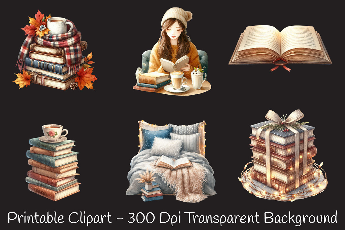 Cozy Reading Clipart, an Illustration by RobertsArt (Photo 7 of 7)
