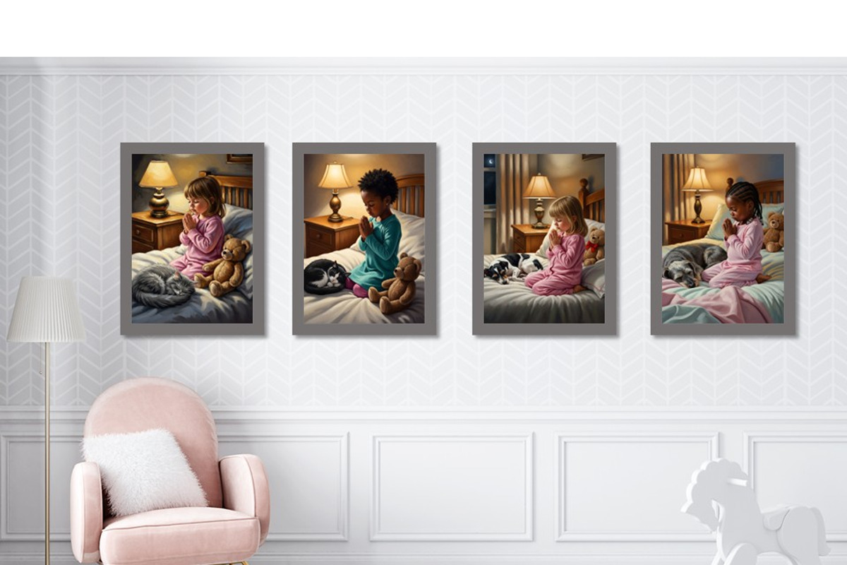 Girls praying at bedtime, a Person Illustration by Kat's Artful Creations (Photo 2 of 11)