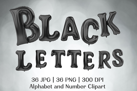 Black Balloon Letters&Number clipart