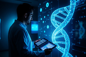 Scientist analyzing genetic data wit, a Health & Medical Photo by Perpis