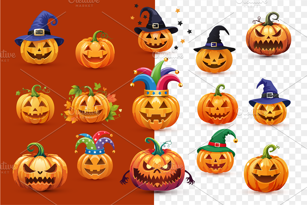 Halloween pumpkin set, backgrounds, an Object Graphic by GraphicRedStudio (Photo 2 of 7)