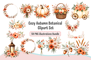 Cozy Autumn Botanical Clipart Set