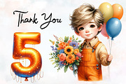 Kids Orange Birthday Watercolor Pngs, an Illustration by RobertsArt (Thumbnail 7 of 7)