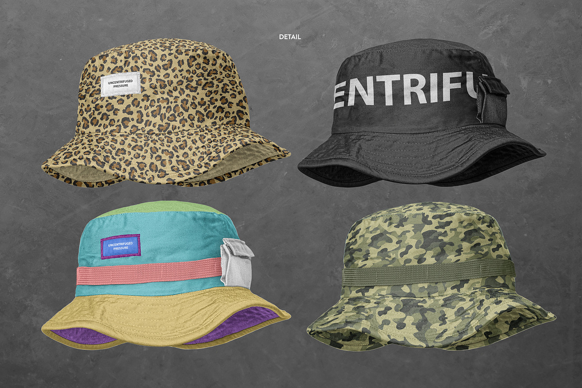 Bucket Hat Mockup, a Hat Mockup by Uncentrifuged Pressure (Photo 3 of 7)