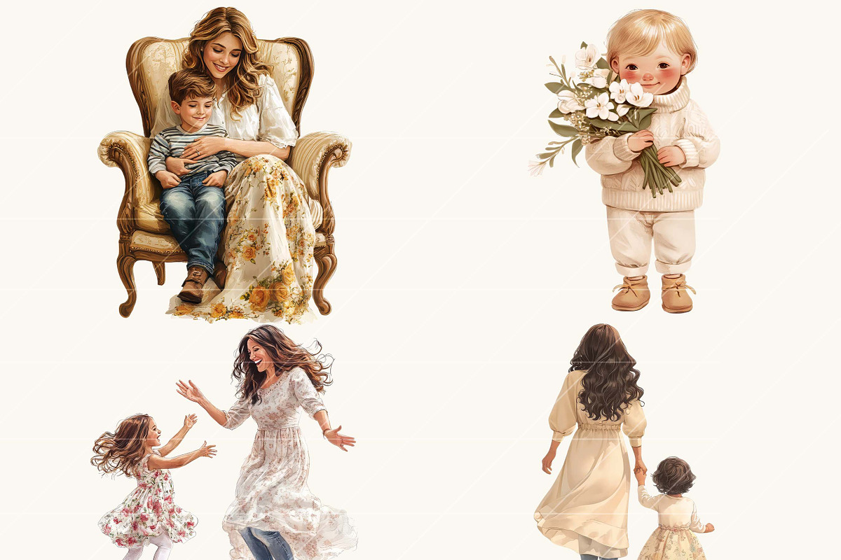 Watercolor Mother & Child Clipart, a Person Illustration by Design Scotch (Photo 4 of 7)