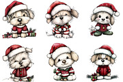 Funny Christmas Dogs Clipart, an Illustration by DreamArtGraphic (Thumbnail 4 of 4)