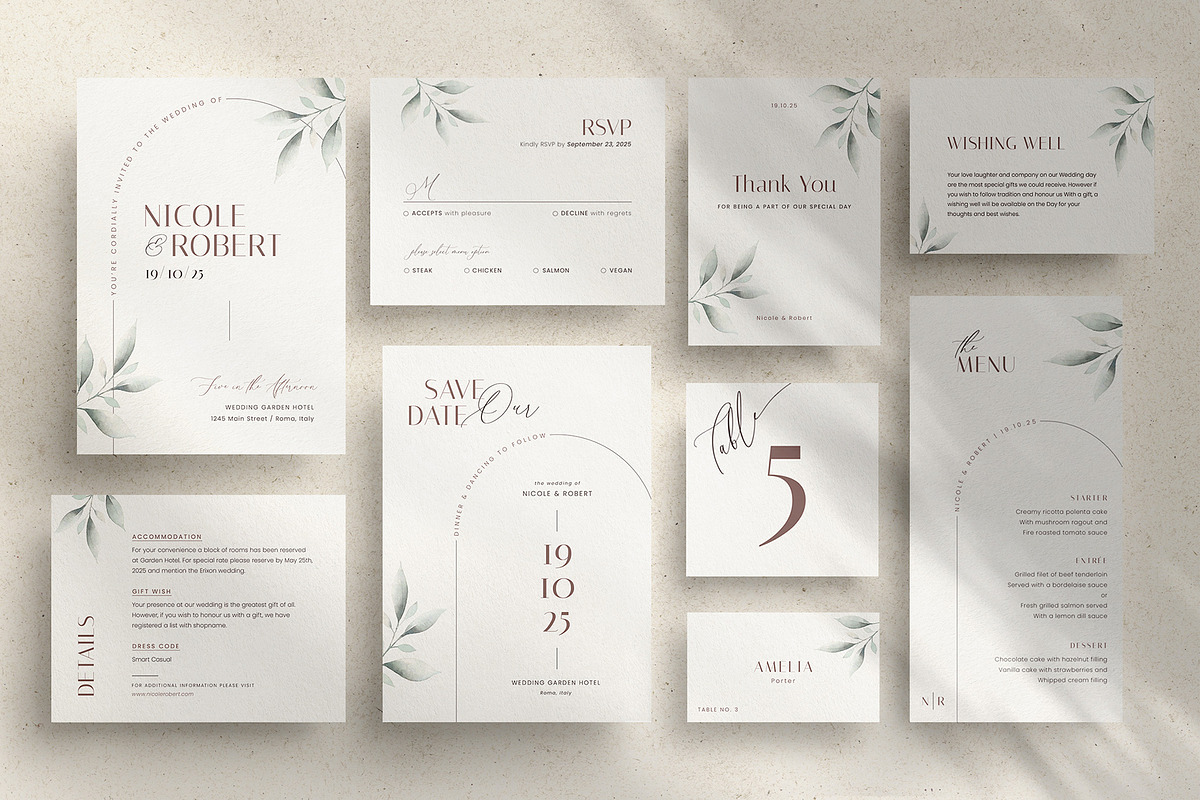 Foliage Wedding Invitation Suite, an Invitation Template by Agape Design (Photo 1 of 6)