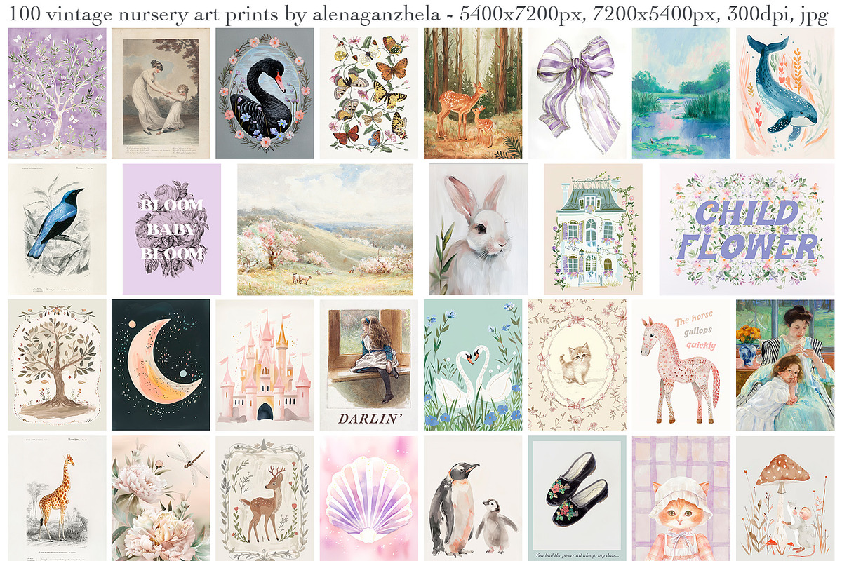 INFANT - vintage nursery art posters, a Background Graphic by alenaganzhela (Photo 7 of 8)