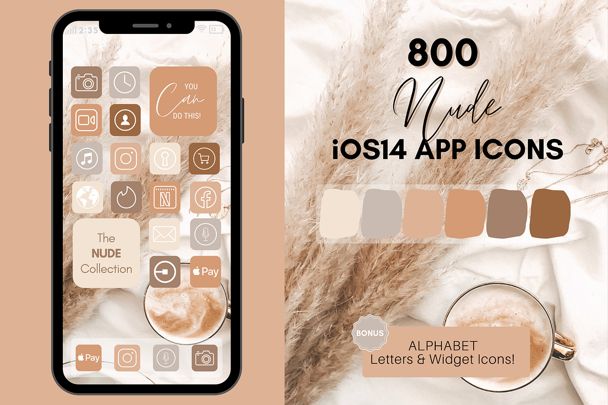 NUDE Theme iOS 14 App Icon BUNDLE, an Icon by Templatables (Photo 8 of 8)