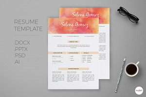 Watercolor Resume Template, a Resume Template by Emaholic Template
