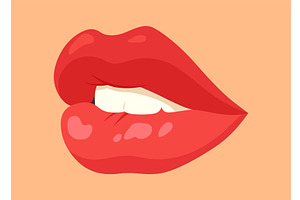 Red lip female. Woman expressed, an Illustration by the8monkey