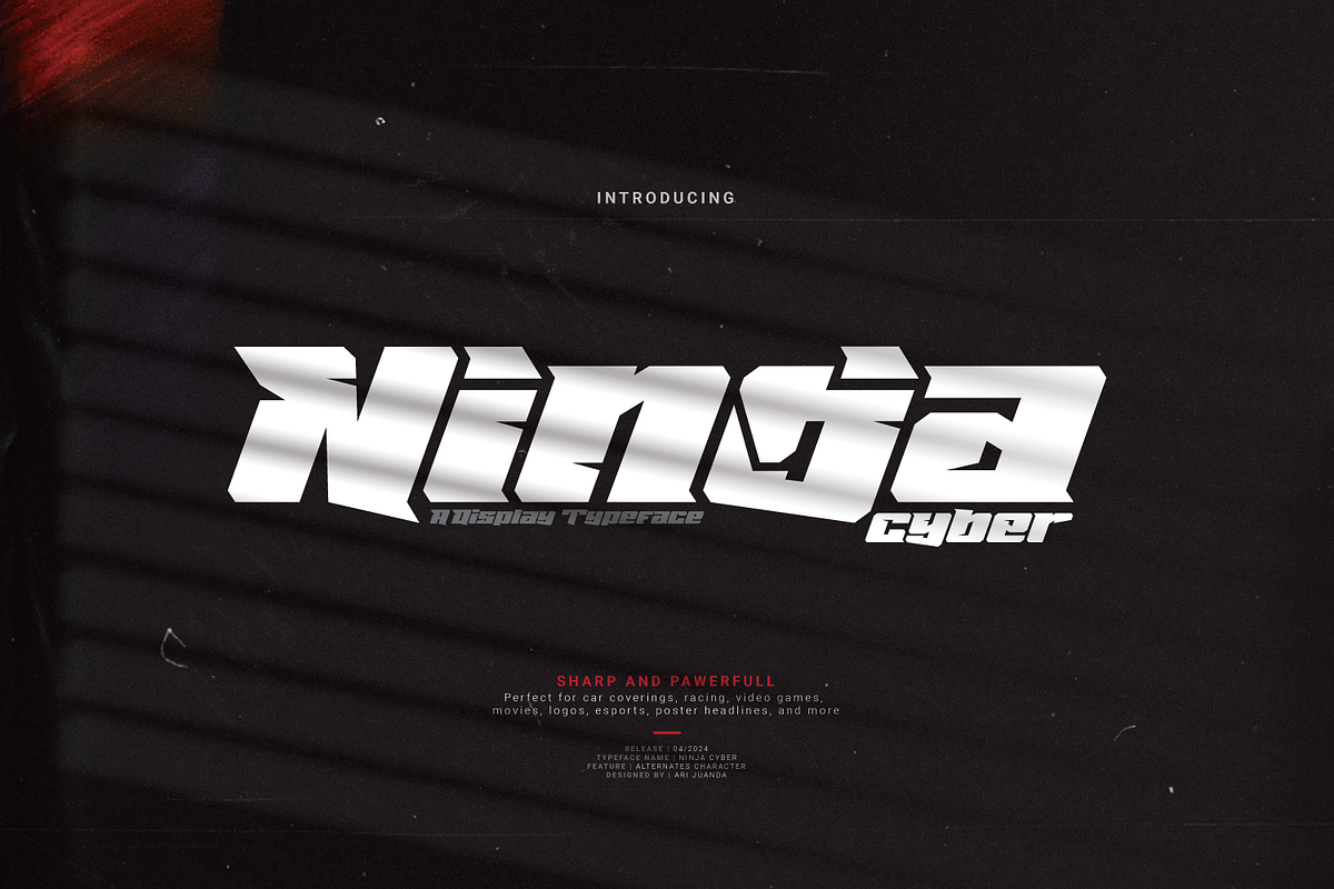 Ninja Cyber - A Display Typeface, a Sans Serif Font by Linecreative (Photo 1 of 7)