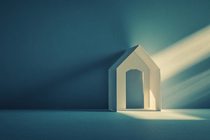Minimalist House Model with Light and Shadow Contrast, an Abstract Photo by Natalia Klenova's Shop