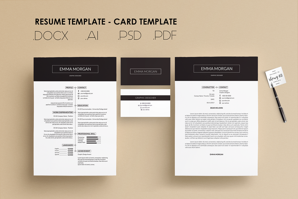 Pack Resume and Card Template / M, a Resume Template by Showy68 Template (Photo 8 of 8)
