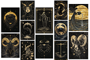 GoldenSky Zodiac Star Sign Posters, a Background Graphic by NadiaTheronArt (Thumbnail 4 of 5)