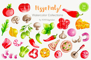 Watercolor Pizza Clipart Pizza Party, a Food Illustration by FOXYdigitalart (Thumbnail 2 of 3)