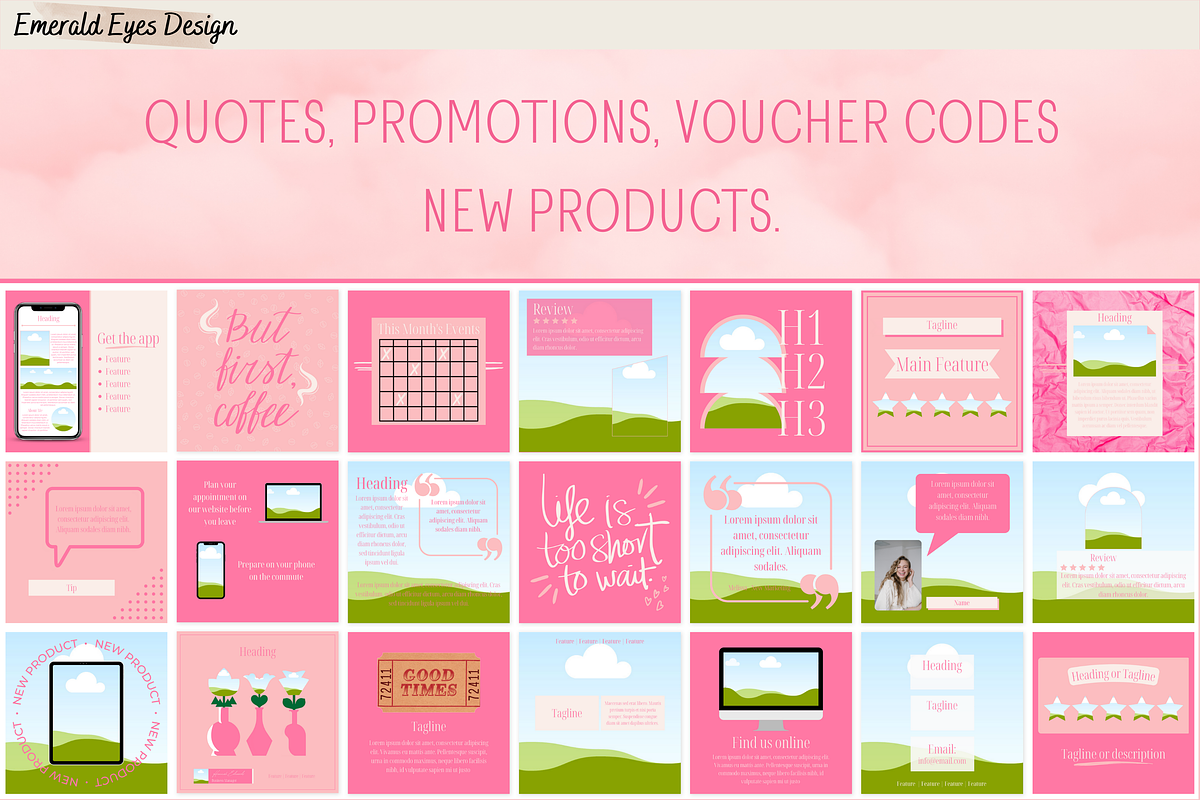 455 Canva Pink Instagram Template, a Social Media Template by Emerald Eyes Design (Photo 5 of 12)