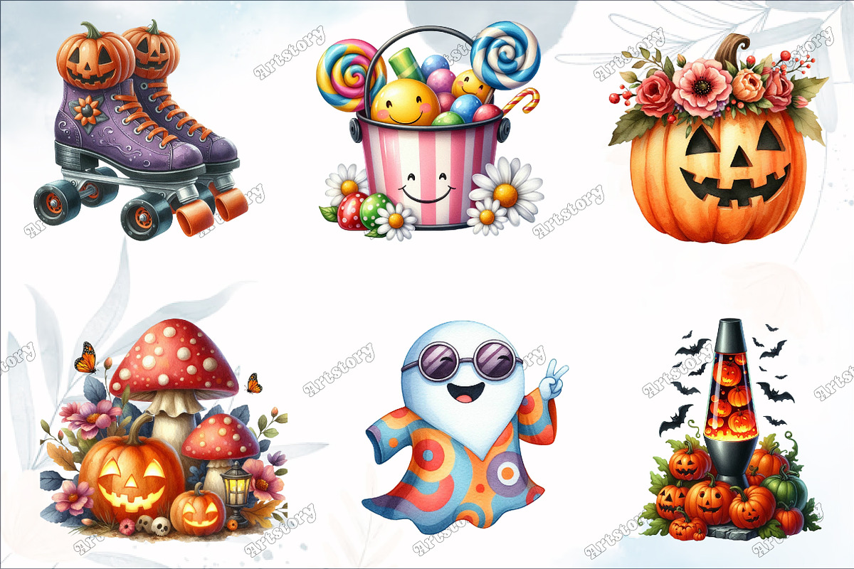 Groovy 70s Halloween Clipart, a Graphic by designcity5 (Photo 3 of 5)