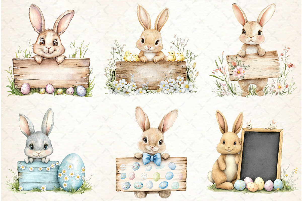 Easter Bunny Sign Board Sublimation, an Illustration by Watercolor design (Photo 2 of 4)