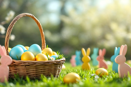 Colored or decorated Easter eggs, a Holiday Photo by Volff