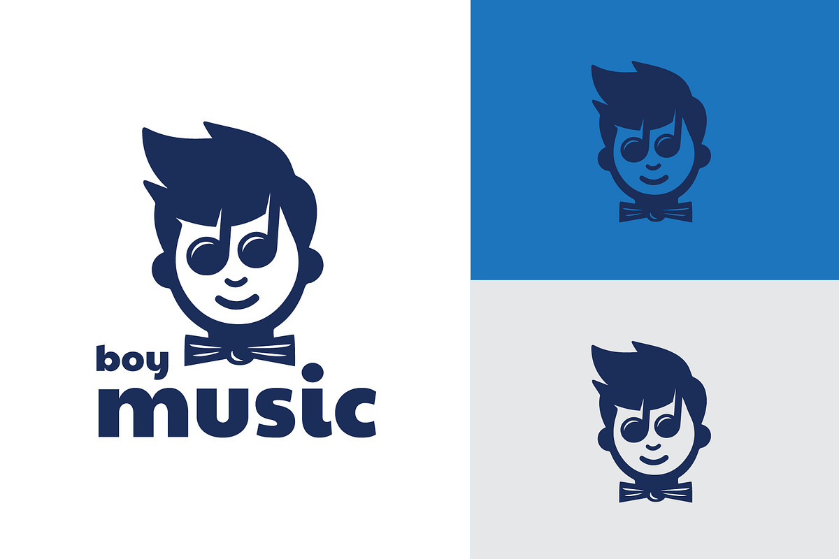 note music with cool boy logo, a Branding & Logo Template by funpixel