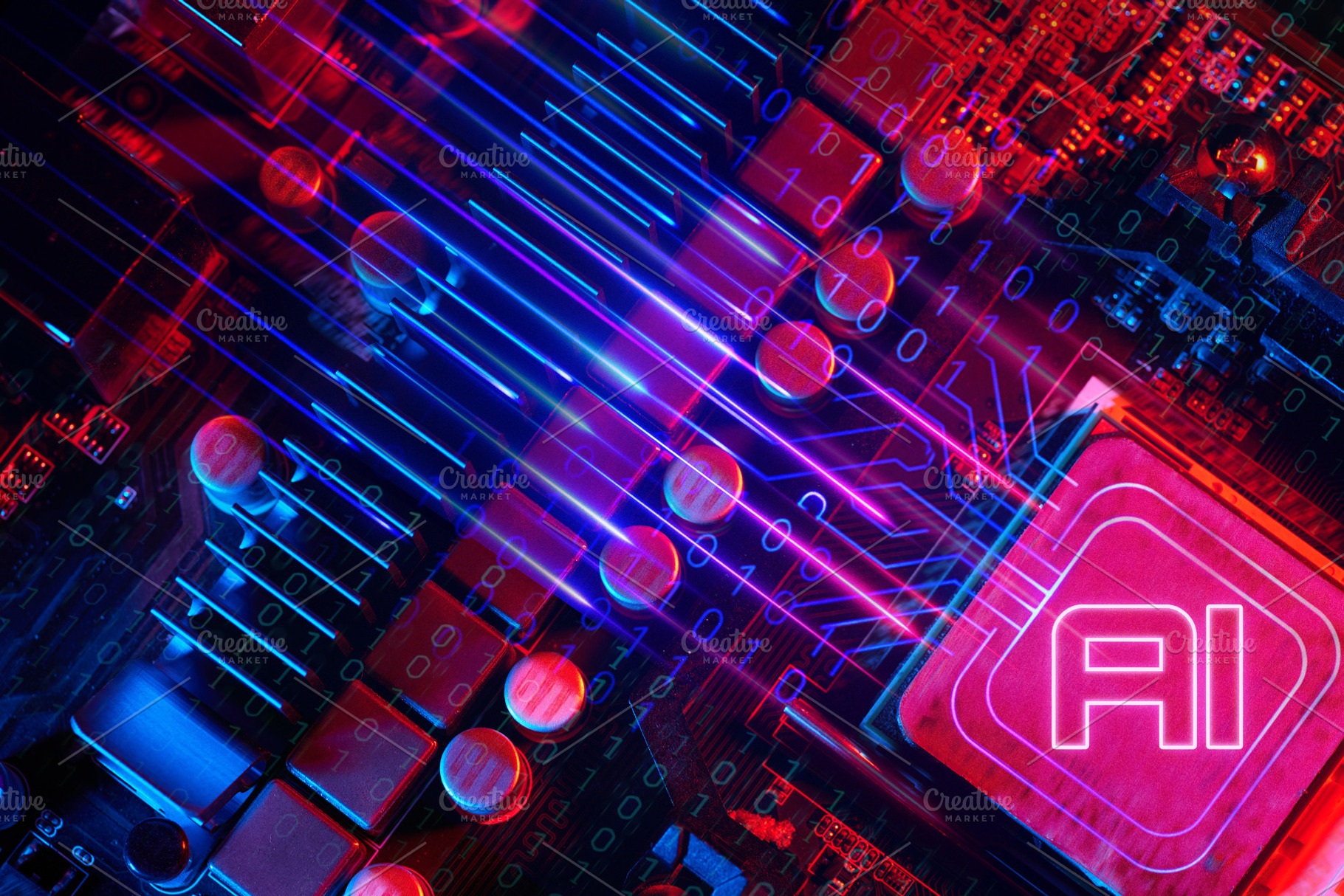 AI Data Stream: Binary Circuit Board, a Technology Photo by Alliance Images