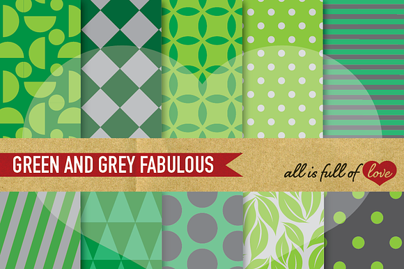 Printable Patterns Green & Grey preview 2