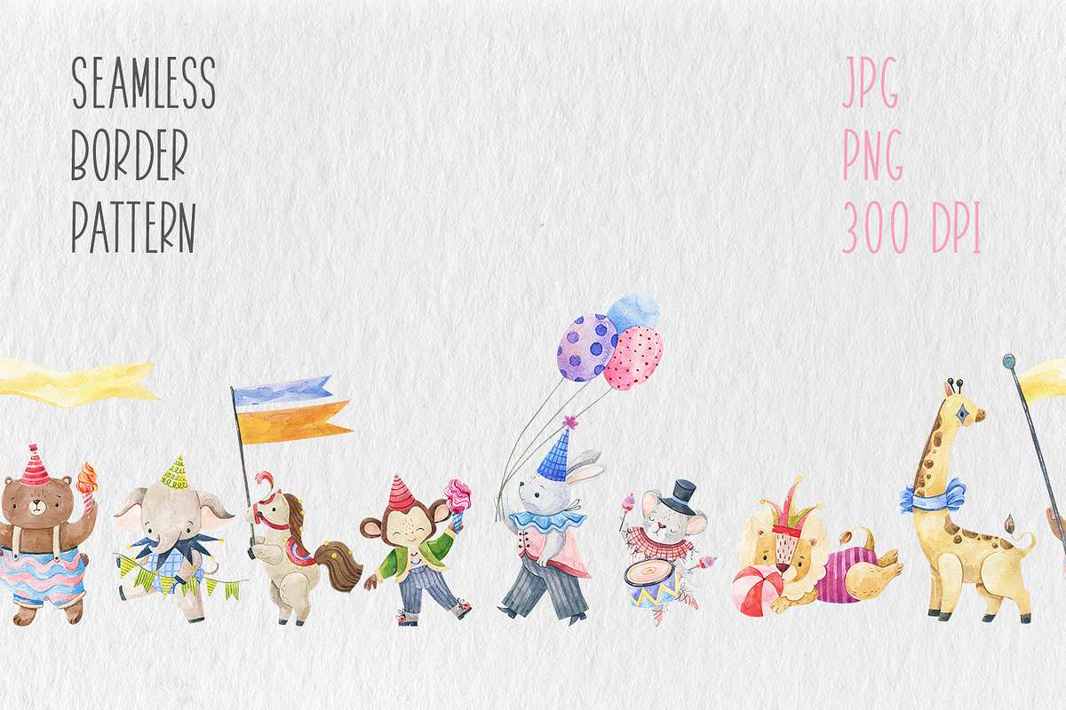 Watercolor Circus Animals Clipart, an Animal Illustration by the_myro (Photo 10 of 16)