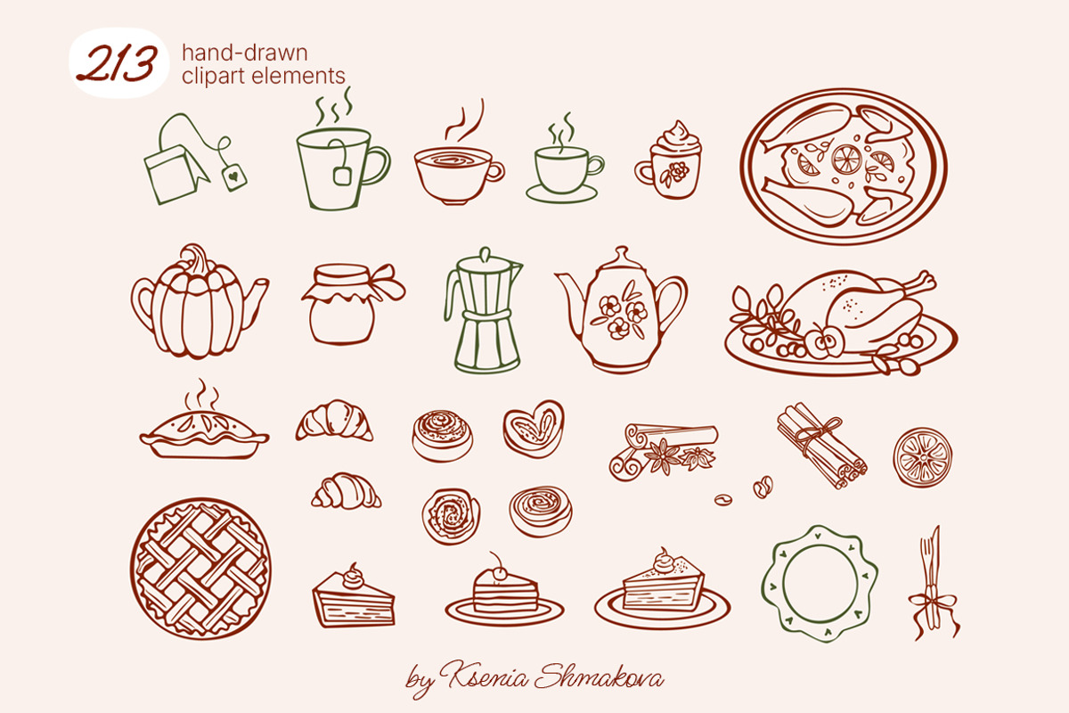Whimsy Autumn Vector Doodle Clipart, a Seasonal Illustration by Ksenia Shmakova (Photo 7 of 18)