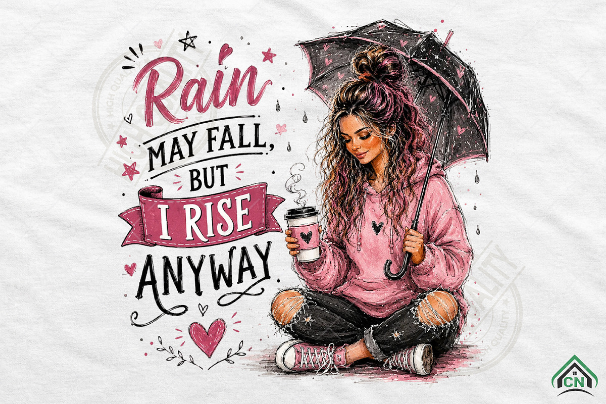 Rain May Fall But I Rise PNG, a Seasonal Illustration by Craft Nest (Photo 1 of 6)