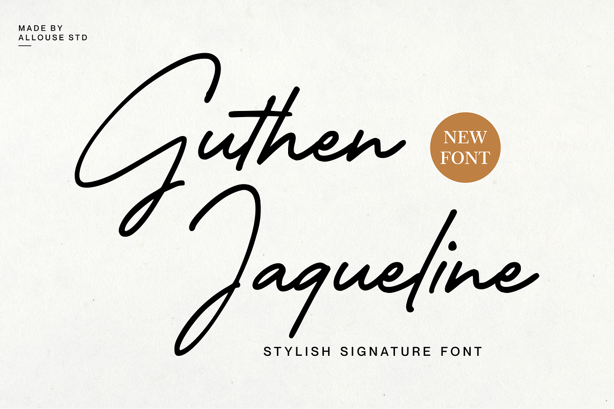Guthen Jaqueline A Stylish Signature, a Script Font by Allouse Studio (Photo 1 of 10)