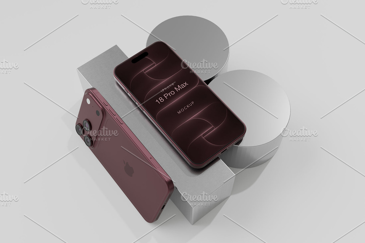 iPhone 18 Pro Max Psd Mockup Set, an iPhone Mockup by MOCKUPSDESIGN (Photo 3 of 3)