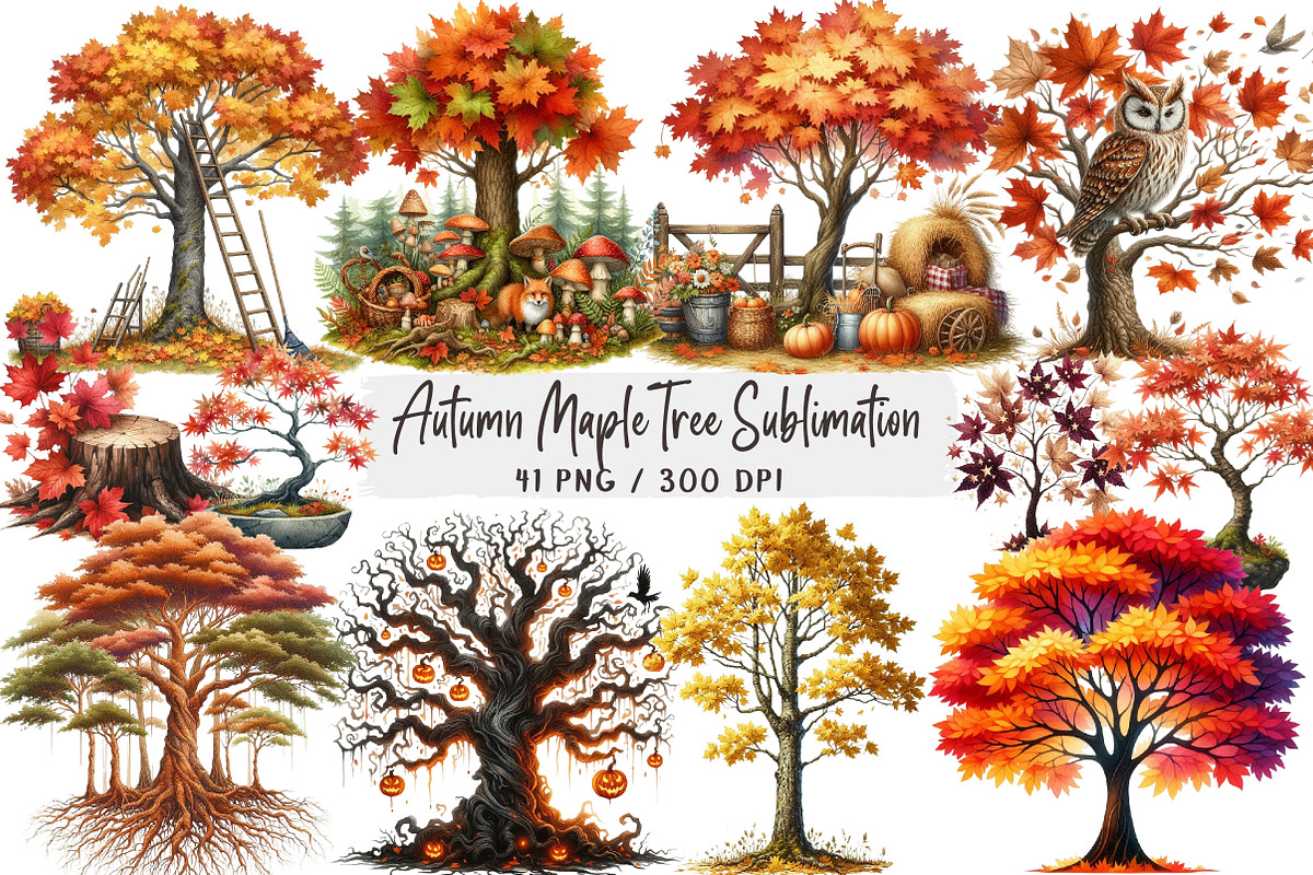 Autumn Maple Tree Sublimation, an Illustration by DreamArtGraphic (Photo 1 of 4)