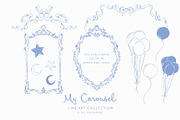 My carousel vintage Blue Line art, a Decorative Illustration by Grace Noboa Illustrations (Thumbnail 3 of 6)