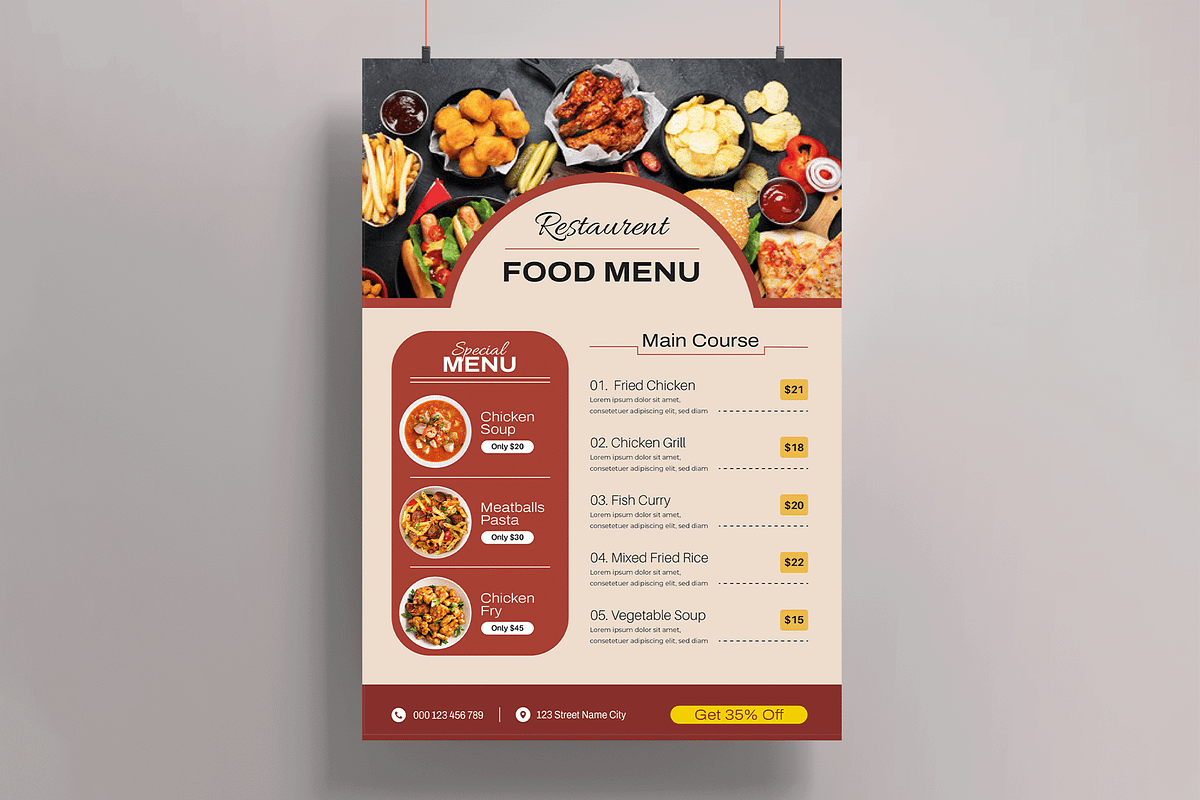 Food Menu Template, a Flyer Template by MightyDesign (Photo 1 of 8)
