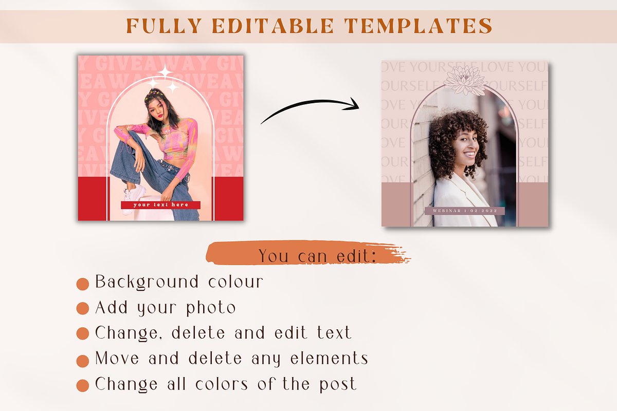 Retro Social Media Templates Canva, a Social Media Template by Boltik Studio (Photo 2 of 9)