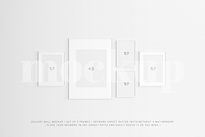 Gallery Wall Frame Mockup Set Of 5