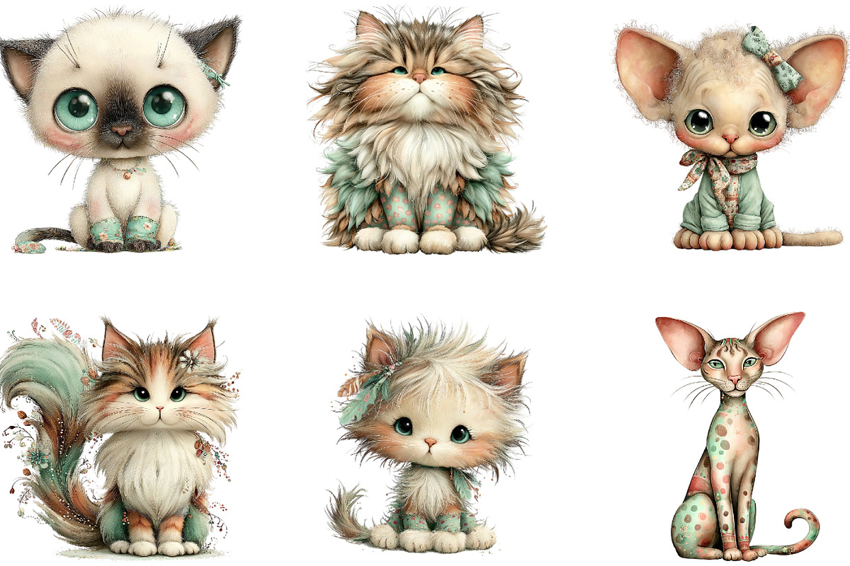 Cat Breeds Clipart Bundle, a Seasonal Illustration by CreationArt (Photo 4 of 5)